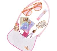 Sac à bandoulière tendance Disney Princess Style Collection, Jakks Pacific, comprenant des clés de voiture amusantes, un baume à lèvres, des lunettes et de fausses cartes, pour des jeux d'imagination.