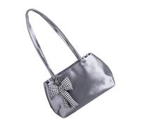 Sac à bandoulière tendance élégant couleur unie toucher soie nylon sac à main sous les bras pour le travail, l'école et le shopping, sac à bandoulière décontracté, gris, One Size