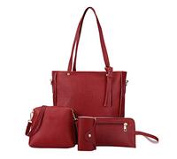 Sac à bandoulière tendance en 4 pièces comme portefeuille pratique avec sac messager pour une utilisation quotidienne (rouge, taille unique)