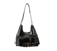 Sac à bandoulière tendance en cuir PU pour femme, sac d'école, sac à main élégant sous les aisselles, sac à main à bandoulière avec sangle réglable, sac à dos en cuir PU, Noir , One Size