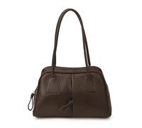 Sac à bandoulière tendance en cuir synthétique avec poignée sur le dessus et fermeture éclair pour le shopping, le travail, l'école et un usage quotidien, café, 12.99x8.27x4.72inch