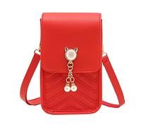 Sac à bandoulière tendance en cuir synthétique pour femme - Couleur unie, Rouge, Taille unique