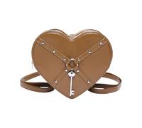 Sac à bandoulière tendance en forme de cœur avec rivets Petit sac à bandoulière en cuir PU Sacs Phoen Pochettes pour femmes élégantes Déclaration de mode, BN, One Size