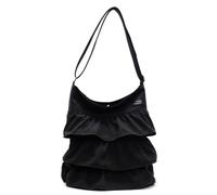Sac à bandoulière tendance en toile avec détails plissés, sacs à bandoulière de grande capacité pour femmes qui aiment les styles uniques pour femmes, sac tendance, Noir , One Size