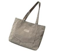 Sac à bandoulière tendance en velours côtelé pour femme, grande capacité, sac à main décontracté pour la plage et une utilisation quotidienne, sac de grande capacité, gris clair, One Size