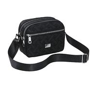 Sac à bandoulière tendance et simple pour femme avec fermeture éclair multicouche et sac à bandoulière pratique et léger de grande capacité pour homme, Noir , Taille unique