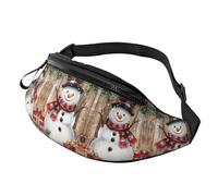Sac à bandoulière tendance imprimé bonhomme de neige de Noël unisexe mignon bonhomme de neige taille réglable sac banane cyclistes - Sac facile d'accès pour clés, cartes et gels énergétiques 14 x 35