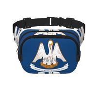 Sac à bandoulière tendance imprimé drapeau de l'État de Louisiane, sac banane de randonnée, sac à bandoulière carré double couche pour voyage et fitness