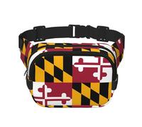 Sac à bandoulière tendance imprimé drapeau de l'État du Maryland, sac banane de randonnée, sac à bandoulière carré double couche de voyage et de fitness