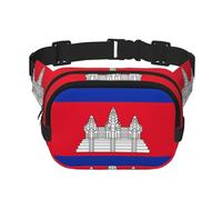 Sac à bandoulière tendance imprimé drapeau du Cambodge, sac banane de randonnée, sac à bandoulière carré double couche pour voyage et fitness