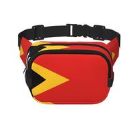 Sac à bandoulière tendance imprimé République démocratique du Timor-Leste - Sac banane de randonnée - Double couche - Sac à bandoulière carré pour voyage et fitness