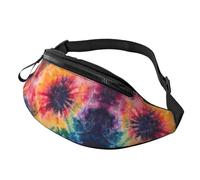 Sac à bandoulière tendance imprimé tie and dye arc-en-ciel unisexe à la taille réglable pour les clés, les cartes et les gels énergétiques, 14 x 35 cm, A24, Taille unique