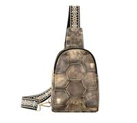 Sac à bandoulière tendance marron avec texture de coquillage de tortue antivol pour femme pour la randonnée, Texture écaille de tortue marron, 1 size