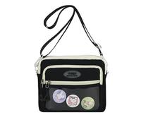 Sac à bandoulière tendance pour adultes en nylon décontracté pour étudiants et professionnels à la recherche de styles uniques pour badges, Noir , One Size