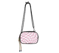 Sac à bandoulière tendance pour appareil photo pour homme avec emplacements pour cartes de crédit, sac à main Walk the Dog - Motif géométrique tendance coloré, Rose à carreaux déformés 3D