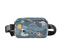 Sac à bandoulière tendance pour enfants motif astronaute de dessin animé bleu pour homme et femme avec sangle réglable pour voyage, gym, travail, Bleu Dessin Animé Astronaute Espace Enfants, Taille