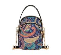 Sac à bandoulière tendance pour femme avec plusieurs poches - Cadeau d'anniversaire pour femme - Style ethnique cachemire - Fleur de cajou - Taille unique, Tatouage au jambon de style ethnique