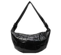 Sac à bandoulière tendance pour femme en cuir végétalien souple, grand sac besace raviolis avec poignée sur le dessus, noir, Taille unique