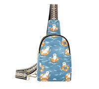 Sac à bandoulière tendance pour femme Motif loutre Bleu océan
