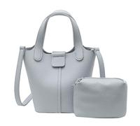 Sac à bandoulière tendance pour femme - Sac seau de couleur unie - Messagers simples - Bandoulière tendance pour le quotidien - Couleur unie - Seau en cuir synthétique - Épaule simple, bleu, One Size