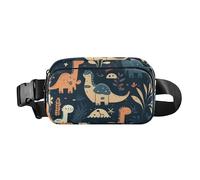 Sac à bandoulière tendance pour femmes, hommes, adolescents, mini sac à main croisé avec sangle réglable pour voyage, gym, travail, plante, illustration d'un dinosaure sur fond bleu noir, Illustration