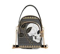 Sac à bandoulière tendance pour homme avec plusieurs poches Motif tête de mort Noir Rose Gris