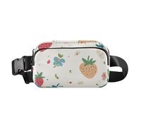 Sac à bandoulière tendance pour homme et femme avec sangle réglable pour entraînement, course à pied, randonnée, mignon dessin animé fraises fleurs, 1 size