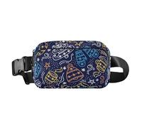 Sac à bandoulière tendance pour homme et femme - Grande capacité - Avec sangle réglable - Pour voyage, gym, travail, Icônes de ligne de griffonnage de Noël, Taille unique