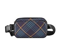 Sac à bandoulière tendance pour homme et femme - Mini sac à bandoulière avec sangle réglable - Bleu marine et jaune - Motif écossais - 20,3 x 13,5 x 5,8 cm - Rétro, Bleu marine/jaune Buffalo Tartan
