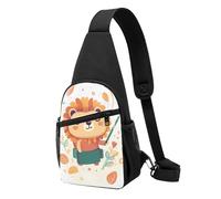 Sac à bandoulière tendance pour homme et femme - Sac banane décontracté avec de nombreuses bulles et un sac banane chat pour voyage et randonnée, Lion tenant quelque chose, Taille unique