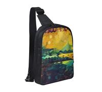 Sac à bandoulière tendance pour homme et femme - Sac de poitrine décontracté - Motif dessiné à la main - Sac banane pour voyage et randonnée, Hexagone brillant, Taille unique