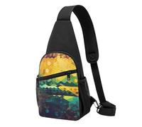 Sac à bandoulière tendance pour homme et femme - Sac de poitrine décontracté - Motif dessiné à la main - Sac banane pour voyage et randonnée, Hexagone brillant, Taille unique