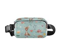 Sac à bandoulière tendance sans couture avec motif de petit cerf et lièvre pour homme et femme - Petit sac banane à fermeture éclair avec sangle réglable pour cyclisme, randonnée, gym, Motif sans