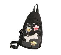 Sac à bandoulière tendance sur le thème de l'anime transparent, intérieur spacieux, sangle réglable, sac de poitrine pour le shopping et les voyages, surdimensionné sur le thème du cosplay, Noir , One