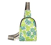 Sac à bandoulière tendance vert Monstera Deliciosa pour homme