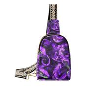 Sac à bandoulière tendance violet vert serpent imperméable sac banane sac banane sac poitrine pour sac de jour, Serpent violet fluo vert
