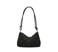 Sac à bandoulière texturé tendance pour un usage quotidien pratique en tissu composite pour les femmes et les filles, noir