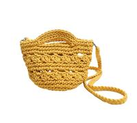 Sac à bandoulière tissé 2024 en coton pour vacances, plage, sac à main tendance pour fille et femme, sac de voyage polyvalent, jaune, As shown in the figure