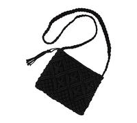 Sac à bandoulière tissé à la main pour femme - Pochette de plage tissée à la main - Sac à bandoulière pour femme - Noir avec, Noir , Taille unique