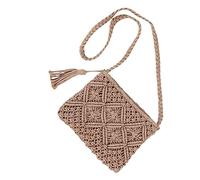 Sac à bandoulière tissé à la main pour femme - Sac de plage tissé à la main - Sac à bandoulière pour femme, gris, Taille unique