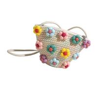 Sac à bandoulière tissé à la mode avec bandoulière - Petit sac seau élégant coréen pour femmes et filles - Sac seau tissé à fleurs colorées, b, One Size