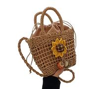 Sac à bandoulière tissé en paille pour femmes, sac à main décontracté, sac à main pour filles, sacs à main en paille pour grandes tailles, Tournesol Kaki, One Size