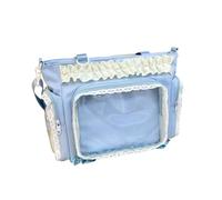 Sac à bandoulière translucide sur le thème de l'anime avec poignée renforcée pour les amateurs de culture Otaku, style japonais, sac transparent, bleu