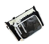 Sac à bandoulière translucide sur le thème de l'anime avec poignée renforcée pour les amateurs de culture Otaku, style japonais, sac transparent, Noir