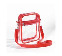 Sac à bandoulière transparent en PVC de qualité supérieure pour femme - Sac à bandoulière transparent approuvé par les stades avec poche avant pour concert et utilisation décontractée (rouge)