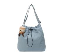 Sac à bandoulière ultra léger décontracté grande capacité avec pendentif, nylon imperméable, grande capacité, sac à cordon pour femme, bleu, Taille unique