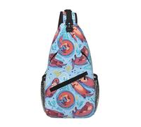 Sac à bandoulière unisexe en polyester durable avec motif loutres marron avec plusieurs poches, grande capacité, sangle réglable pour les trajets quotidiens et les voyages