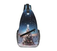 Sac à bandoulière unisexe motif arbres de Noël avec plusieurs poches, sac à bandoulière de grande capacité, en polyester durable, sangle réglable pour les trajets quotidiens et les voyages