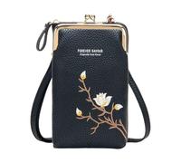 Sac à bandoulière vertical en cuir synthétique avec sangle réglable pour téléphone essentiel, grande capacité, portefeuille, sac à main avec bisou pour rendez-vous galant, voyage, Noir