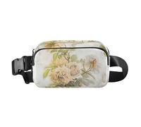 Sac à bandoulière vintage avec sangle réglable pour homme et femme - Motif floral - Pêche - Style shabby chic - Pour voyage, shopping, course à pied, Fleur vintage pêche shabby chic, Taille unique